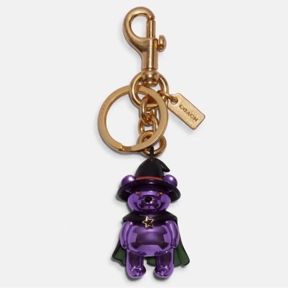 Coach Halloween Witch Bear Charm In Purple NWT